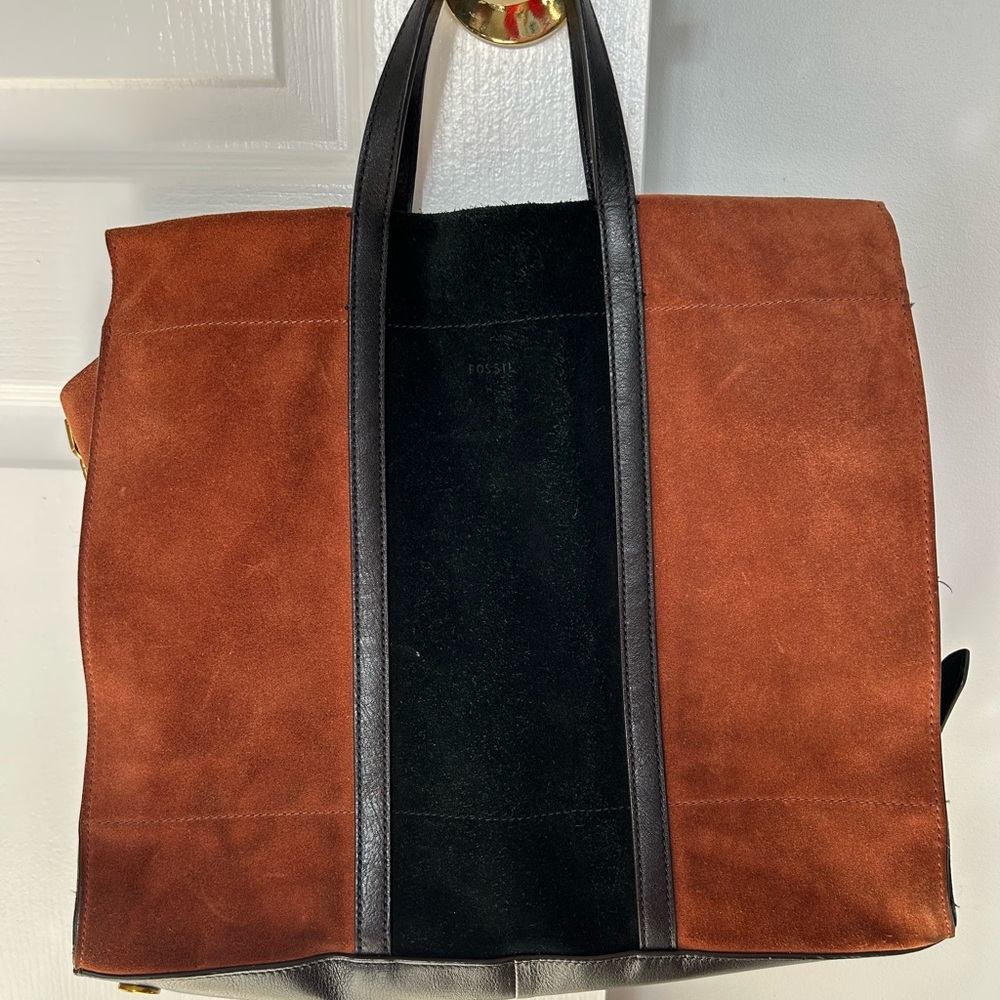 Fossil Women’s Suede Brown and Black Tote